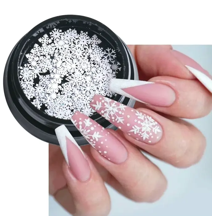 Gold Christmas Manicure Decoration Sequins Snowflakes Three-Dimensional