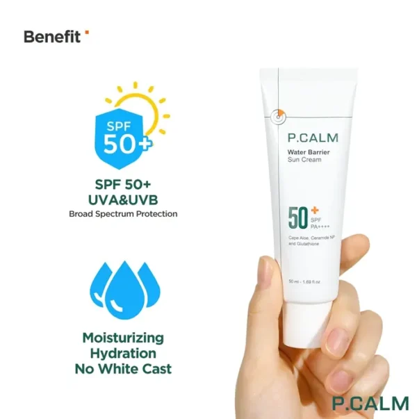 P.CALM Water Barrier Hydrating Sun Cream, Matte Finish, SPF 50+