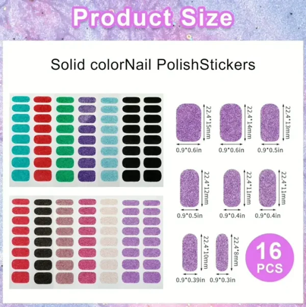 Twelve Packs Shiny Nail Wraps for Girls