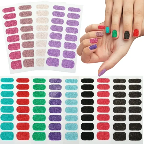 Twelve Packs Shiny Nail Wraps for Girls