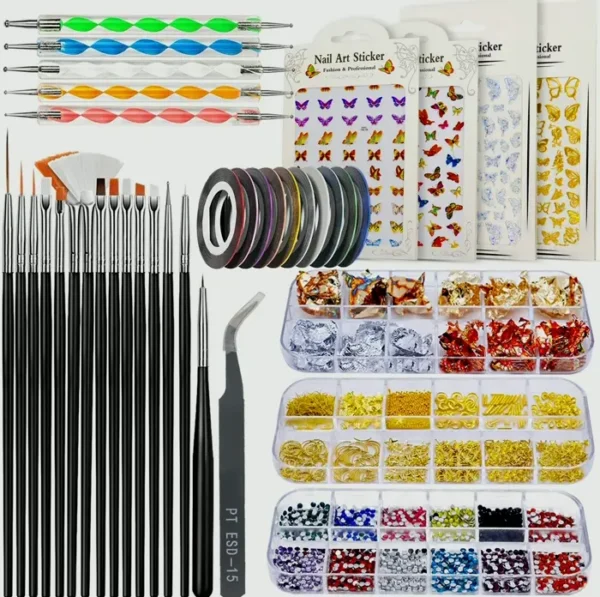 Manicure Art Kit with Tools and Decorations