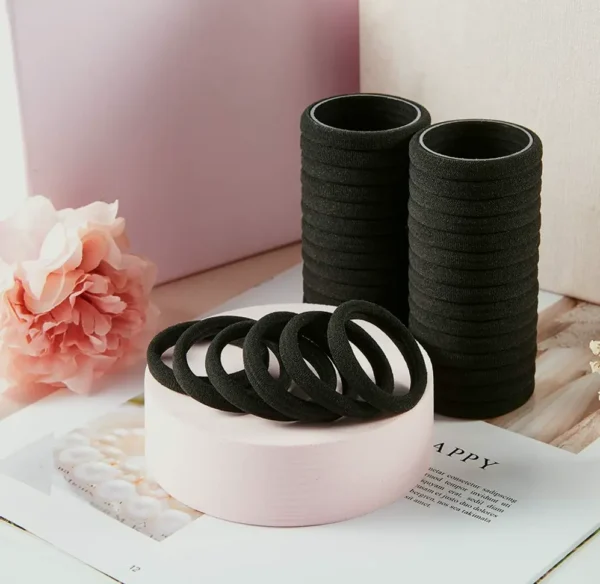 100PCS Black Hair Bands for Women and Girls