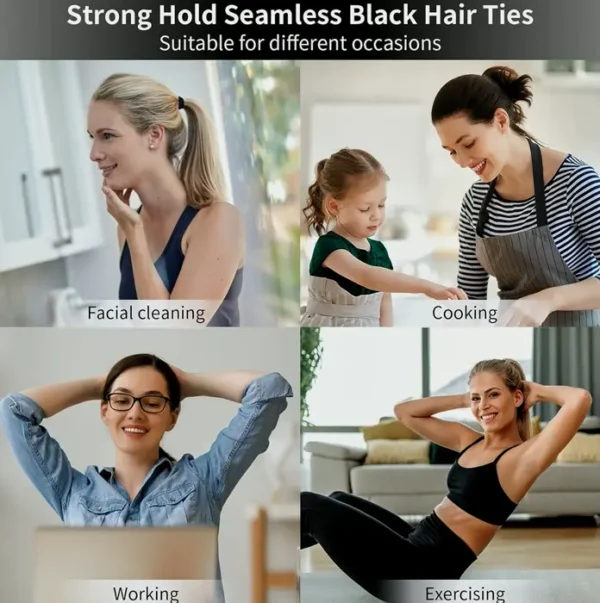 100PCS Black Hair Bands for Women and Girls