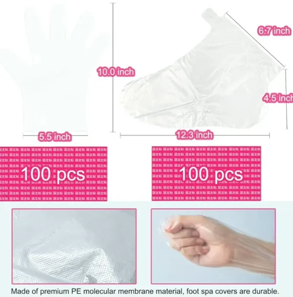 Paraffin Liners for Feet & Feet - 200pcs Thick Plastic