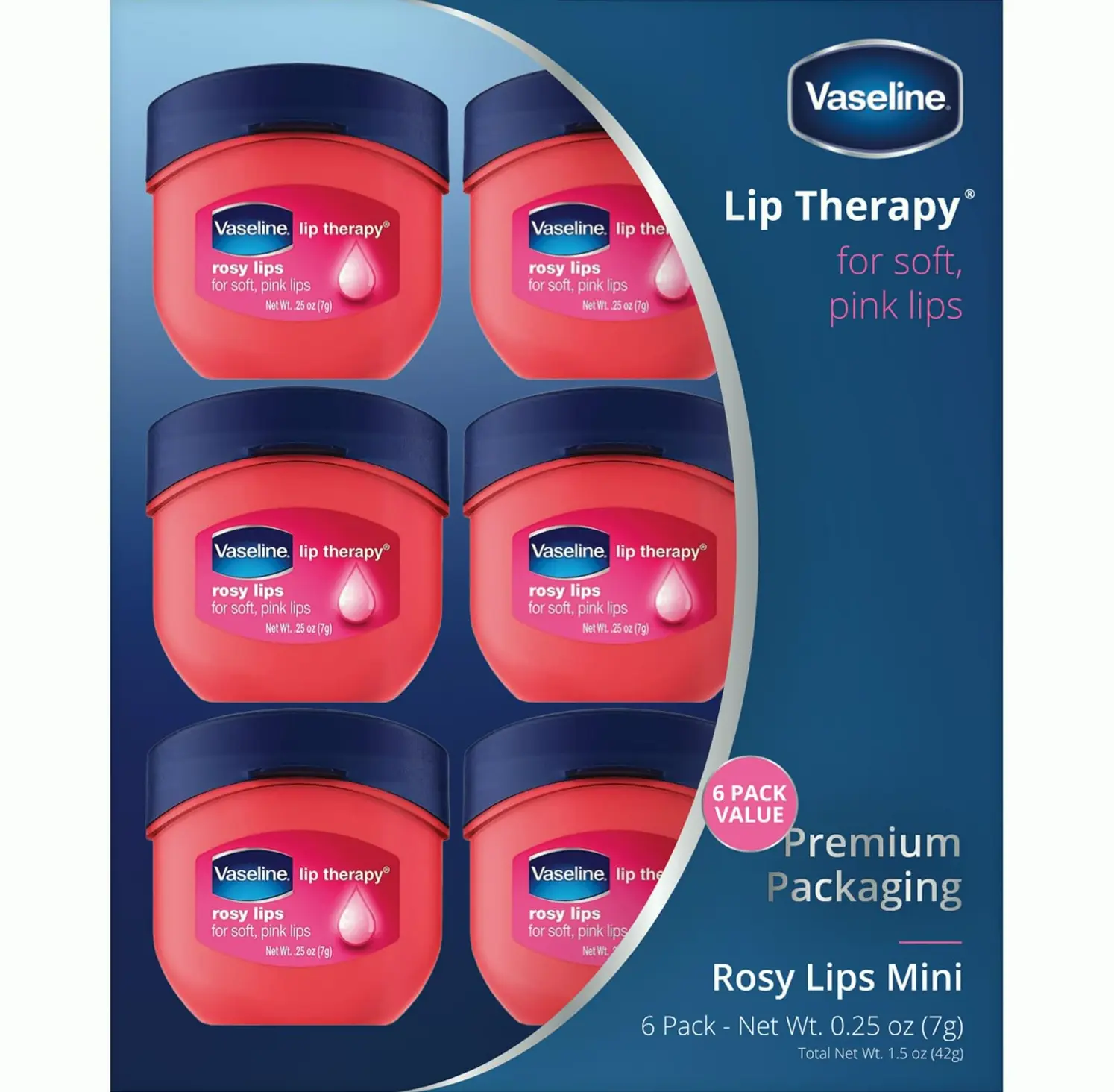 Vaseline Lip Treatment Rosy Lips Mini (Pack of 6)