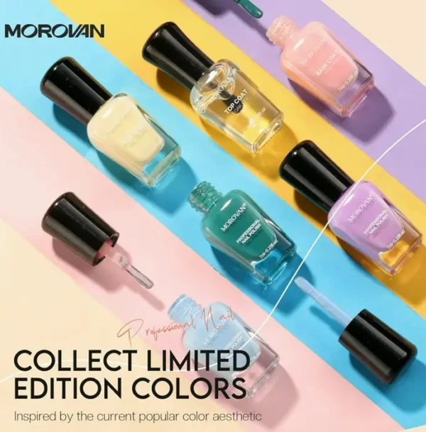 Morovan's Nail Kit: Quick Dry Macaron Colors w. Foundation & Sealer