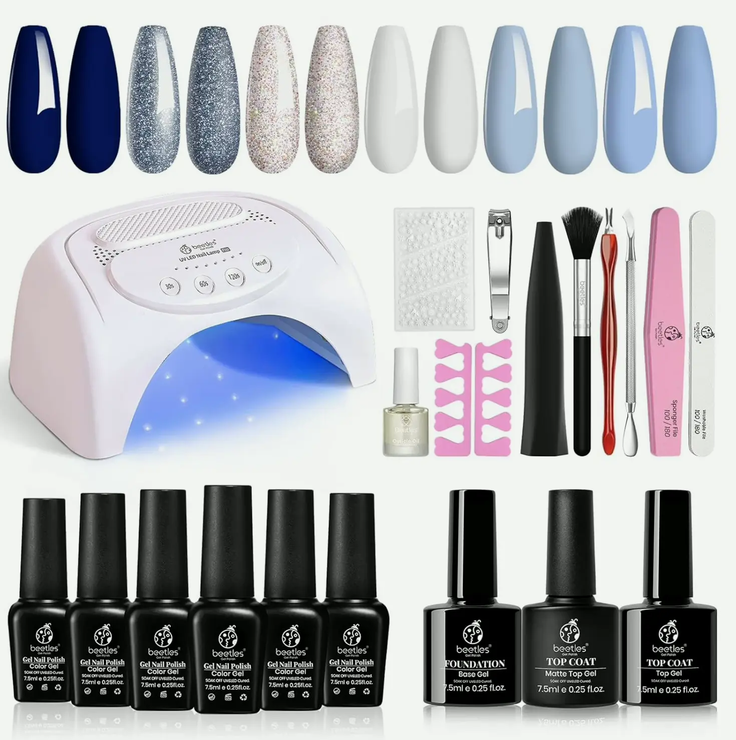 Insects Polish Manicure Set with LED Light