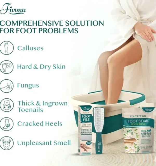 Foot Care Set 3-in-1 - Feet Soak with Salts, Tea Tree Oils