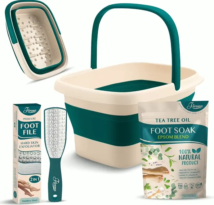 Foot Care Set 3-in-1 - Feet Soak with Salts, Tea Tree Oils